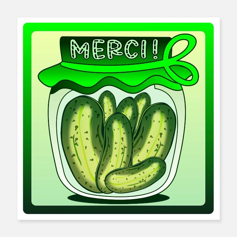 MERCI CONCOMBRE CORNICHONS Poster 40 x 40 cm