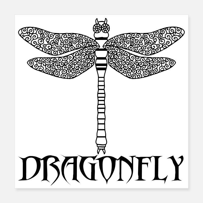 Schwarze Libelle Poster 40x40 cm