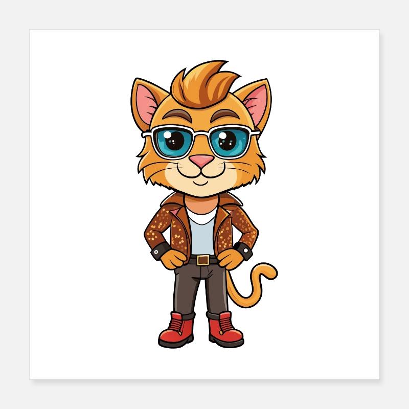 Pixie Bob Funny Cartoon Kawaii Jacket Sunglasses Poster 16" x 16" (40x40 cm)