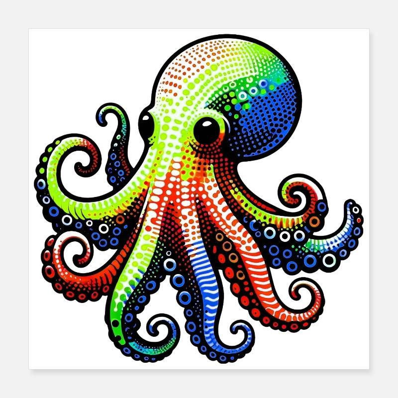 Octopus Poster 16" x 16" (40x40 cm)