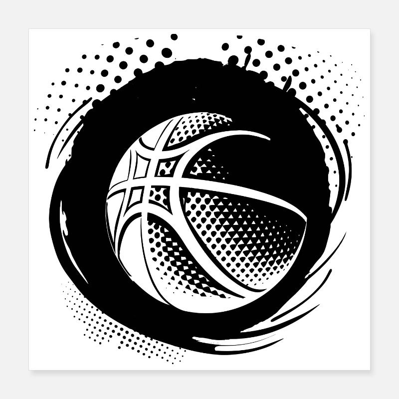 Dessin de ballon de basket-ball Poster 40 x 40 cm