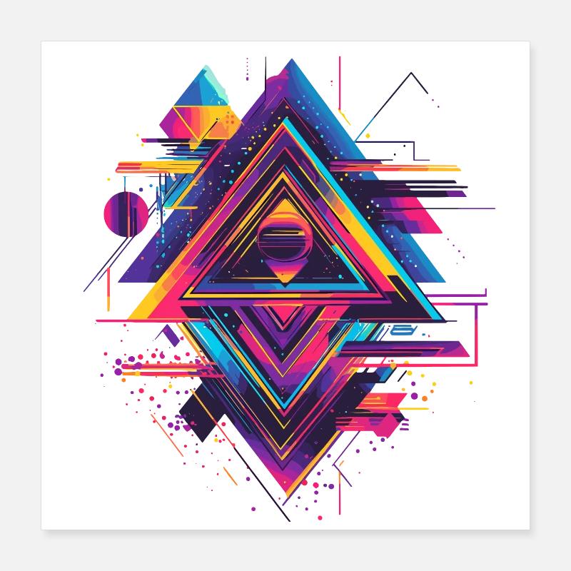 Futuristisches Psychedelisch Techno Trance 90s 80s Poster 40x40 cm