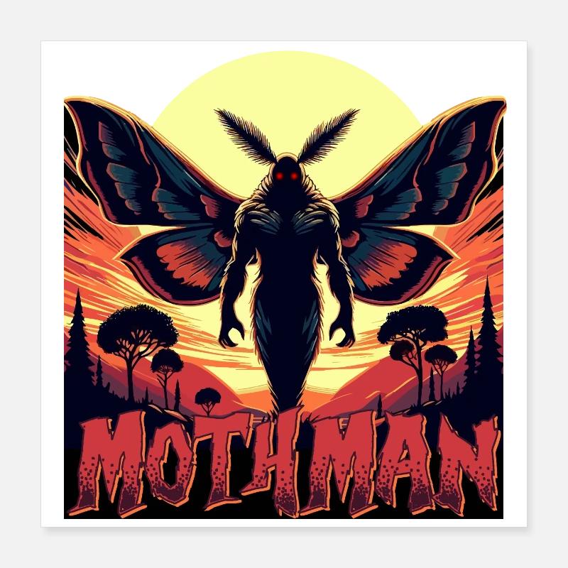 Mothman Monster Halloween Poster 16" x 16" (40x40 cm)