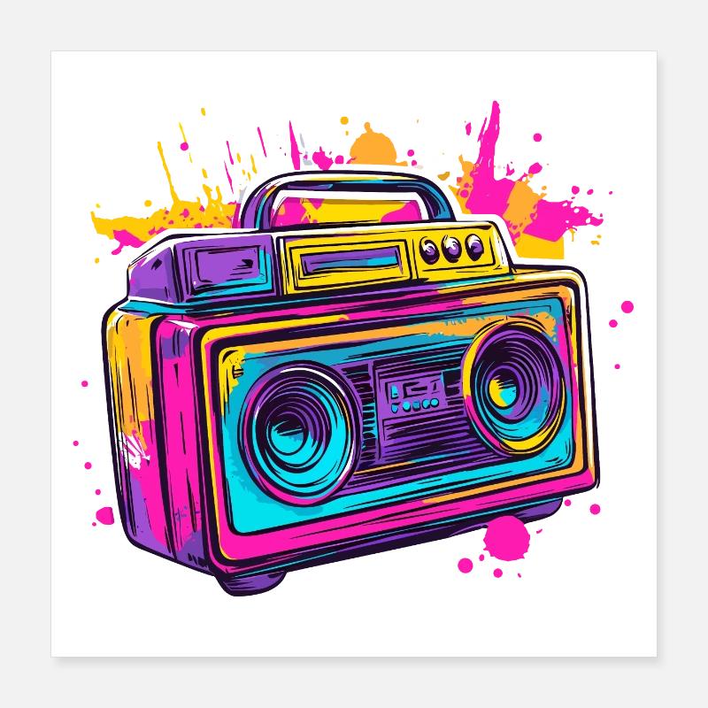 90s Boom Box Jukebox Retro vintage 80s Poster 16" x 16" (40x40 cm)