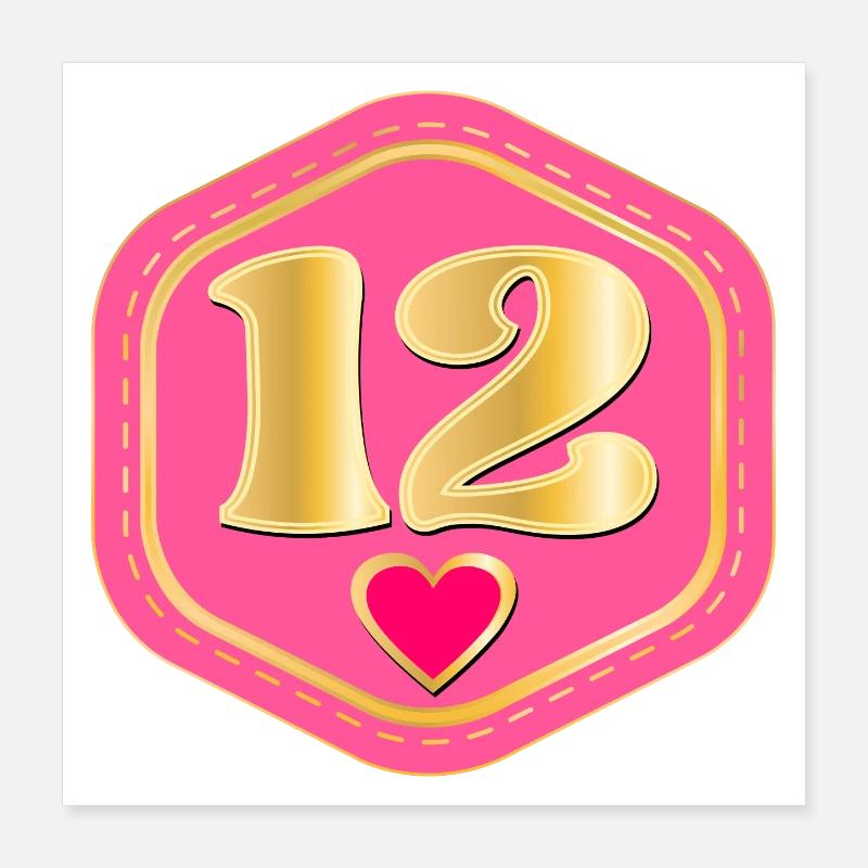 12th Birthday - Number Twelve Poster 16" x 16" (40x40 cm)