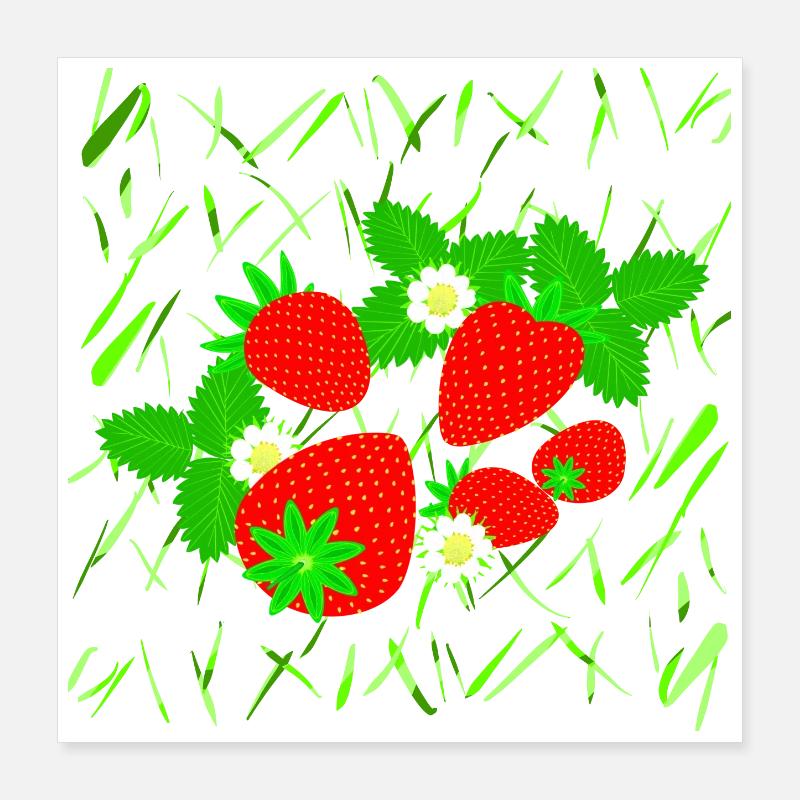 Strawberries in different sizes Poster 16" x 16" (40x40 cm)