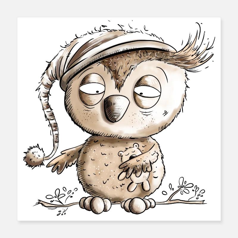Kleine Nachteule Eule Poster 40x40 cm