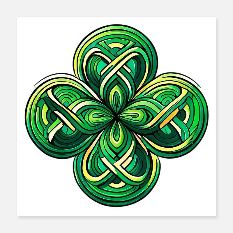 Vierblättriges Kleeblatt Poster 40x40 cm