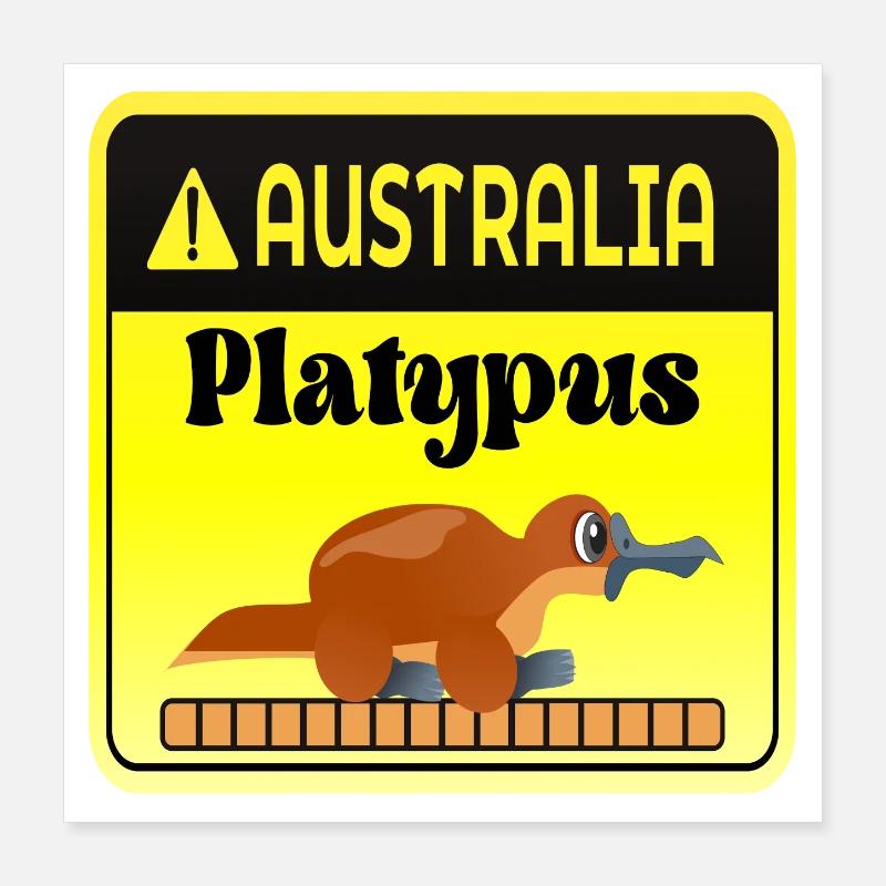 Australia Platypus Warning - Mammals Poster 16" x 16" (40x40 cm)
