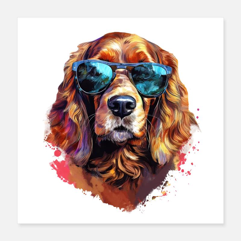 Cocker Spaniel avec lunettes de soleil Poster 40 x 40 cm