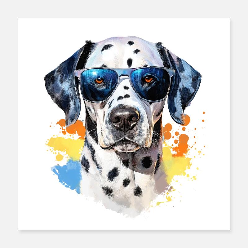 Dalmatien avec lunettes de soleil Poster 40 x 40 cm