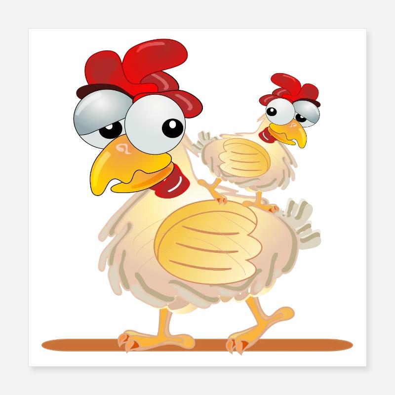 POULES COSTUMES COUPLES Poster 40 x 40 cm