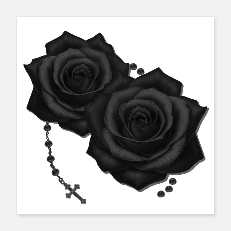 rosenblüten mit rosenkranz, gothic motiv Poster 40x40 cm