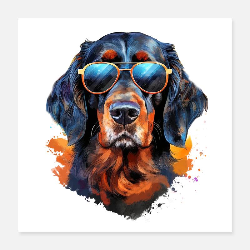 Gordon Setter avec lunettes de soleil Poster 40 x 40 cm