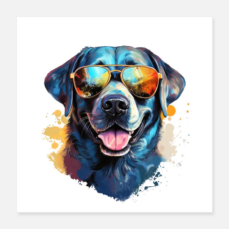 Labrador avec lunettes de soleil Poster 40 x 40 cm