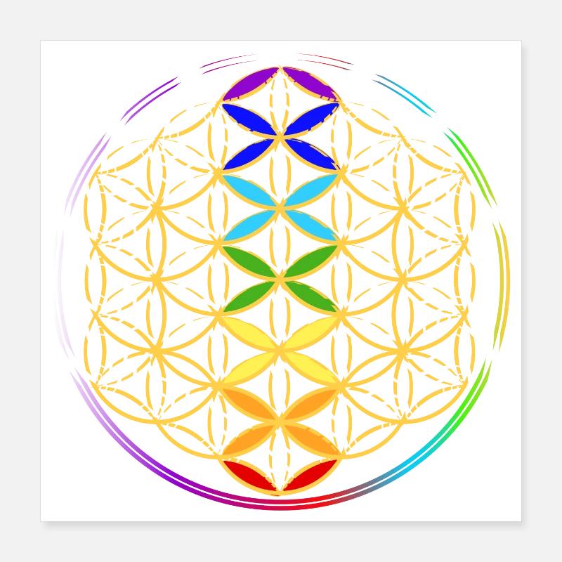 Lebensblume mit den Chakren Poster 40x40 cm