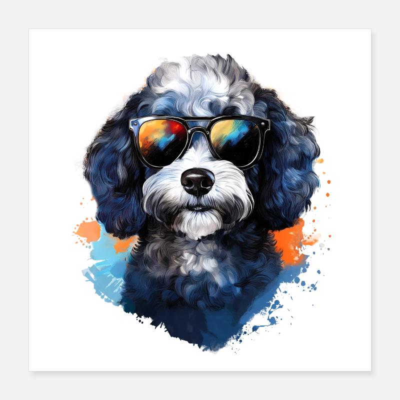 Poodle with sunglasses Poster 16" x 16" (40x40 cm)