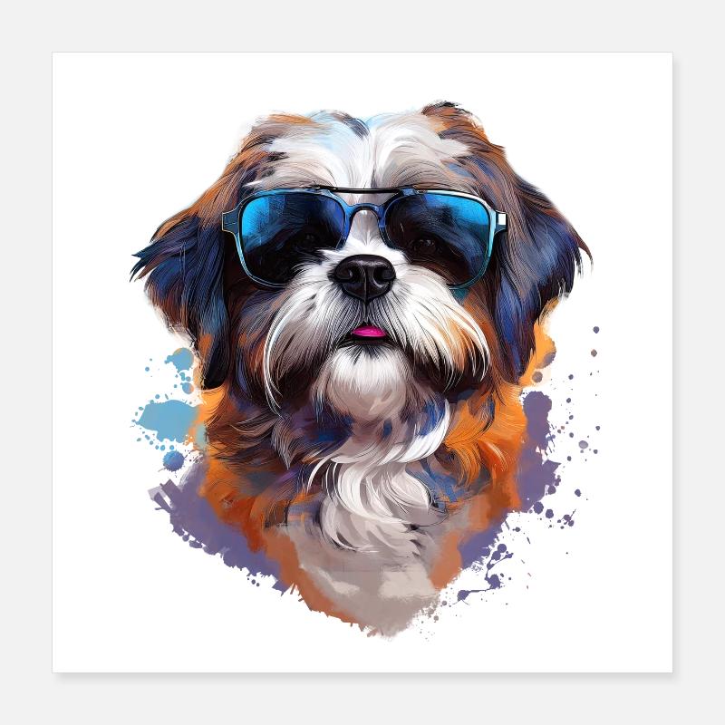 Shi Tsu avec lunettes de soleil Poster 40 x 40 cm