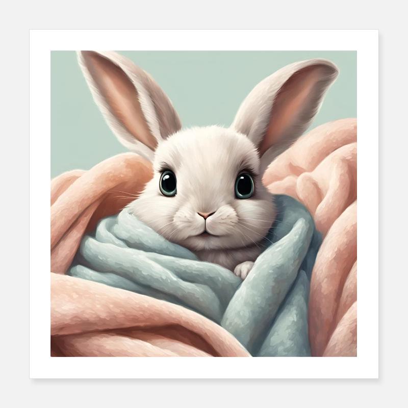 poster lapin mignon, bébé, enfant, nourrisson Poster 40 x 40 cm