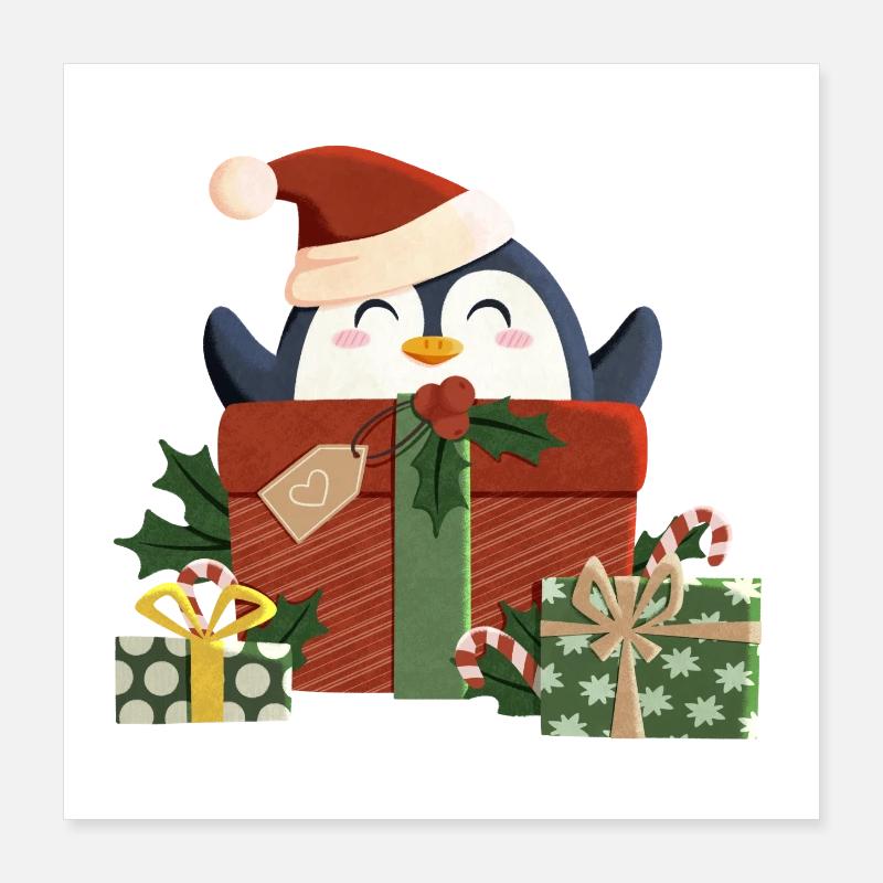 Le pingouin vous souhaite un joyeux Noël Poster 40 x 40 cm