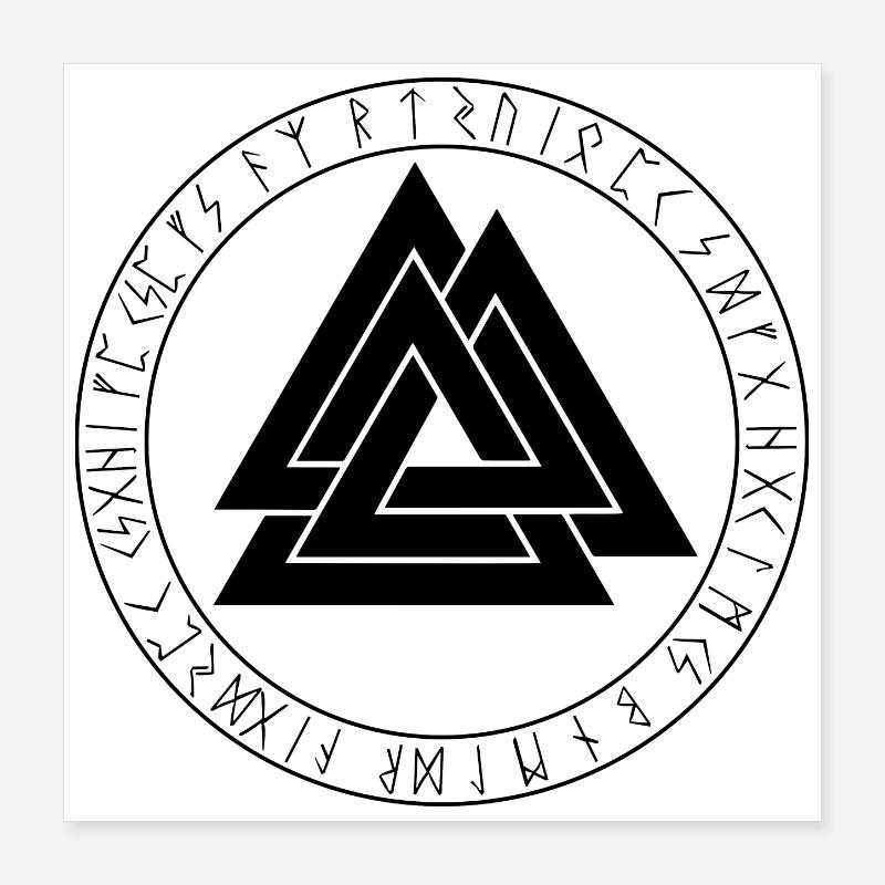 Valknut Vikingesymbol Poster 40x40 cm