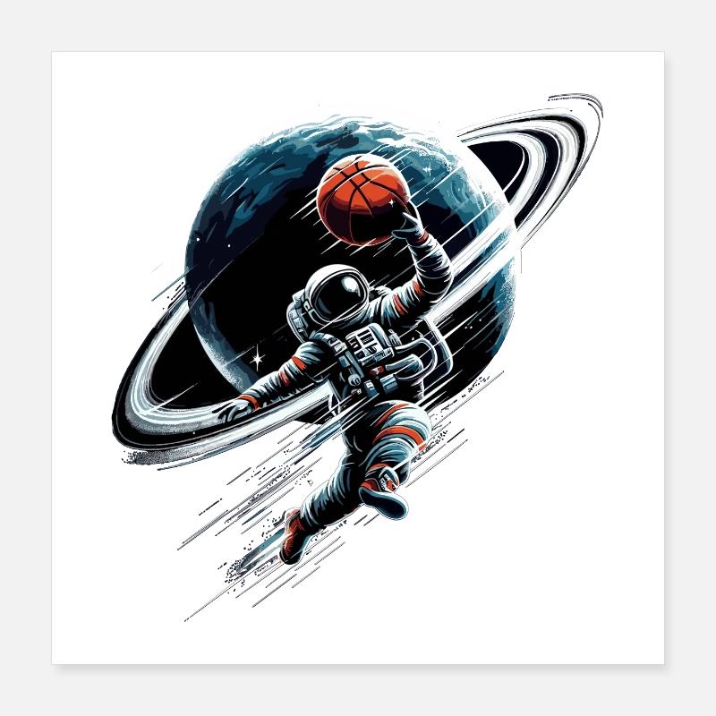 Basketball astronaute astronaute Spaceman cadeau Poster 40 x 40 cm