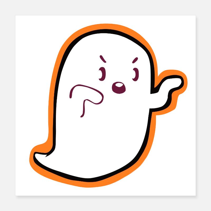 Kawaii Ghost – Cute Halloween Design Poster 16" x 16" (40x40 cm)