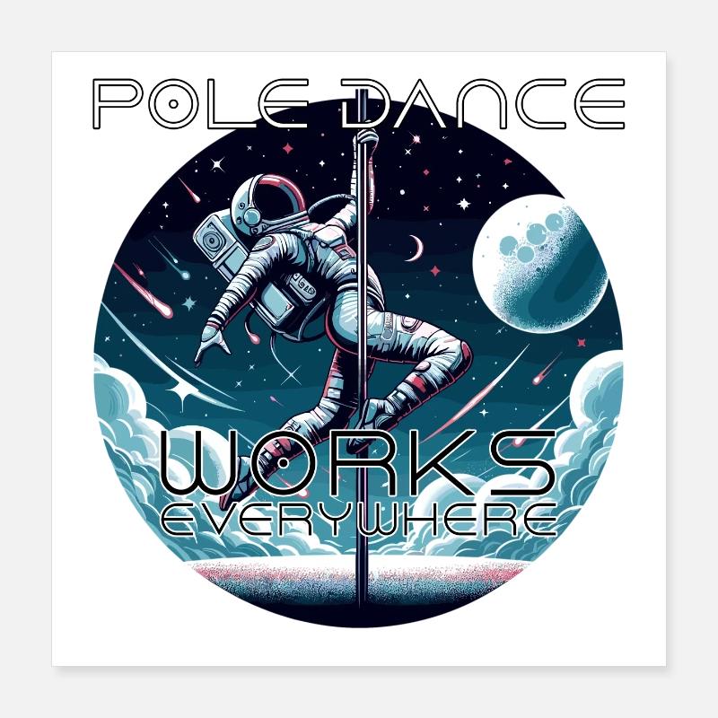 Pole Dance Astronautin Poledance Geschenk Poster 40x40 cm