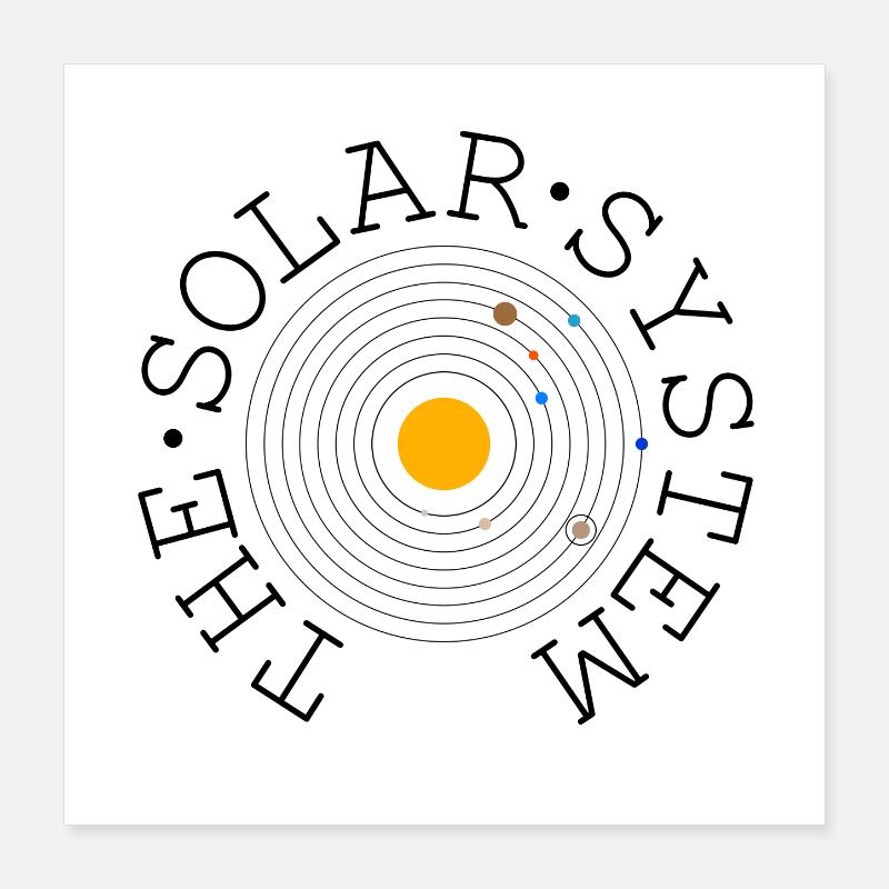 The Solar System (black) Poster 40x40 cm