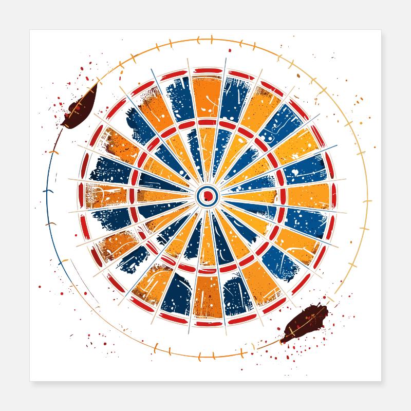 Dartboard Drawing Poster 16" x 16" (40x40 cm)