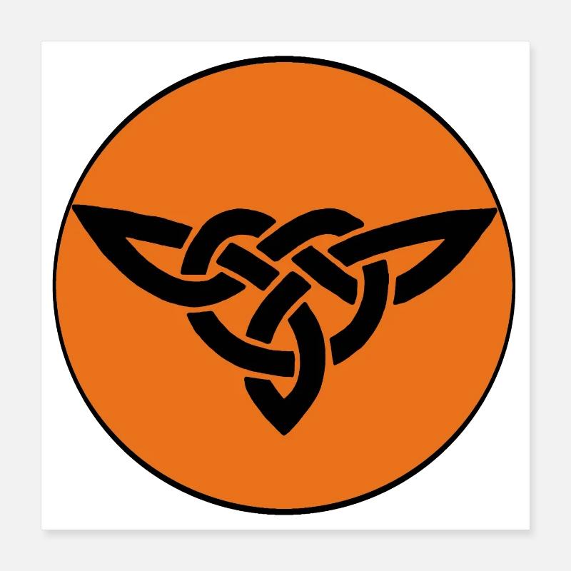 Oiseau celte orange Poster 40 x 40 cm