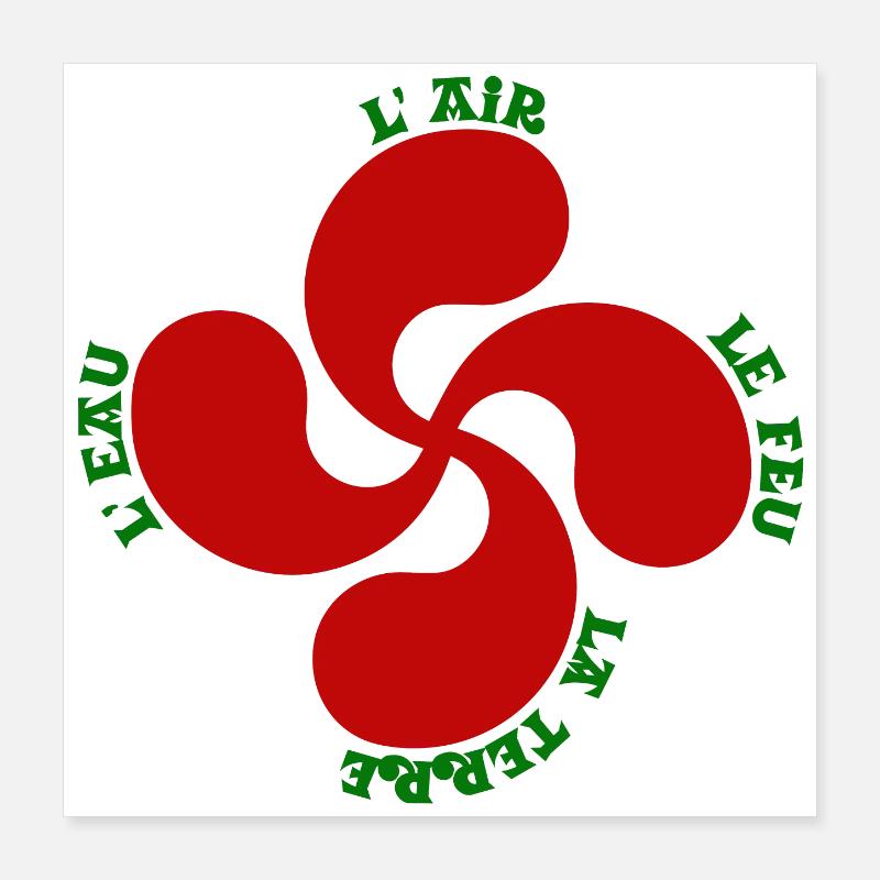 Lauburu rouge - croix basque et signification Poster 40 x 40 cm