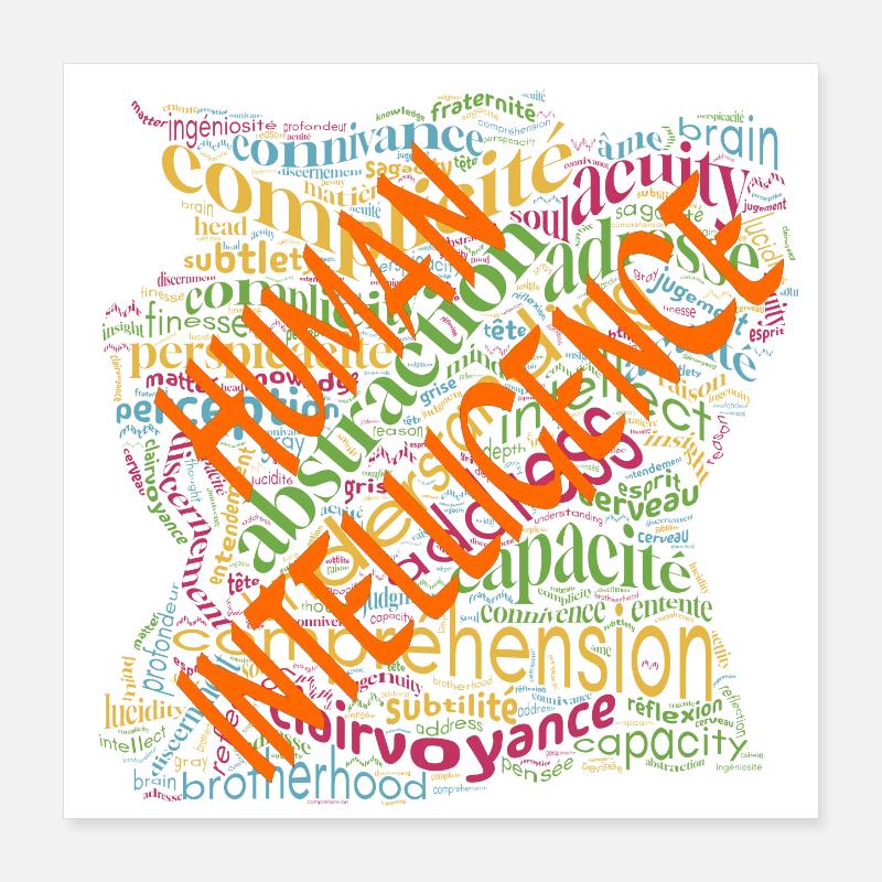 Human Intelligence nuage Poster 40 x 40 cm