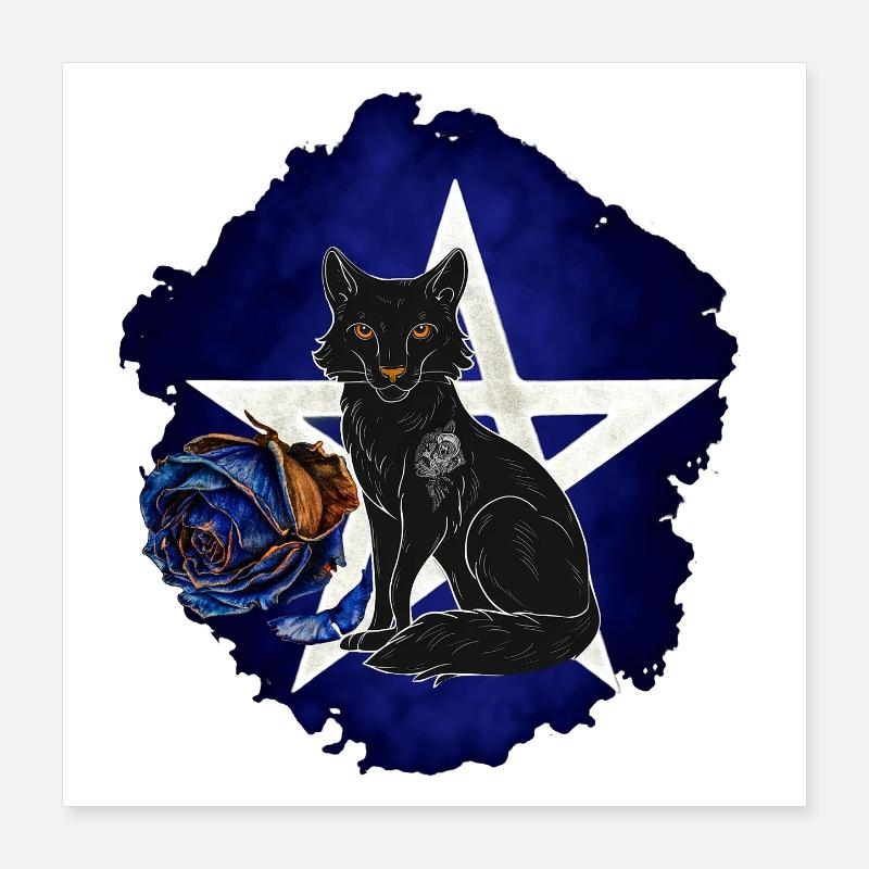 Gothic-Fuchs, verwelkte Rosenblüte, vanitas Poster 40x40 cm