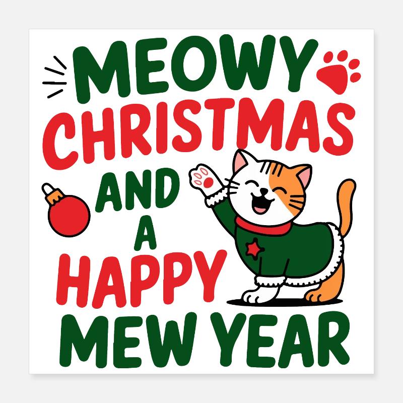 Conception de l’année du chat festif Poster 40 x 40 cm