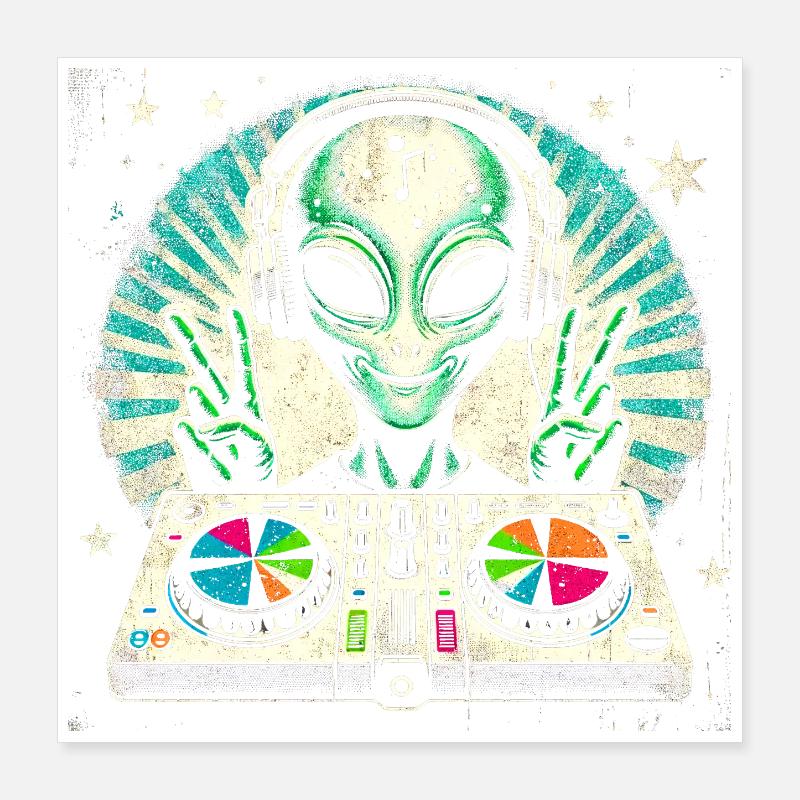 DJ extraterrestre paisible – Funky Beats Cosmic Design Poster 40 x 40 cm
