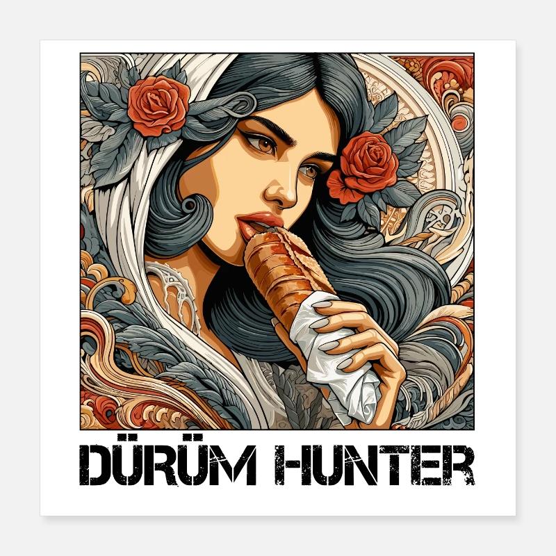 Dürüm Hunter Kebab Gift Poster 16" x 16" (40x40 cm)