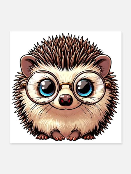 Igel - Poster 40x40 cm - Weiß - Vorne