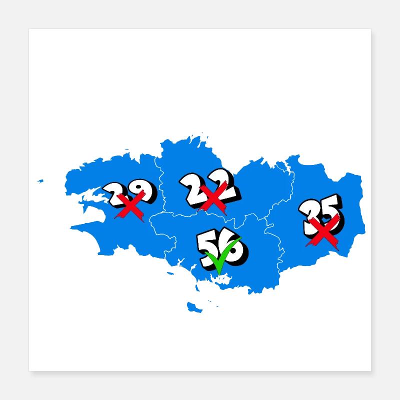 Région bretagne Poster 40 x 40 cm