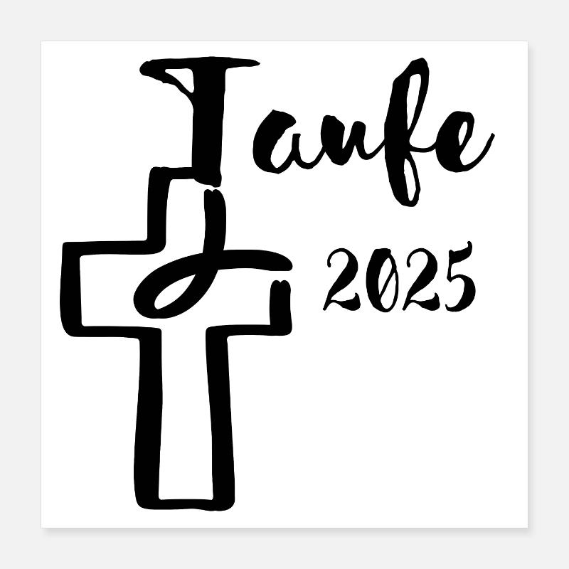 Baptism 2025 Fish Dips in Cross Baptism Gift Poster 16" x 16" (40x40 cm)