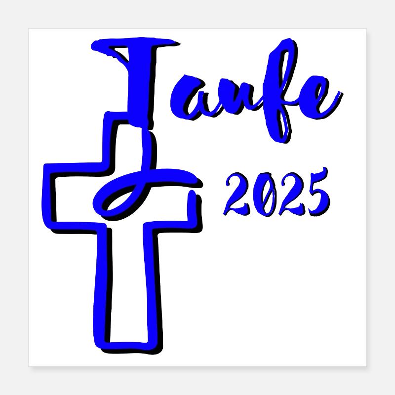 Baptism 2025 Fish Dips in Cross Blue Contrast Poster 16" x 16" (40x40 cm)