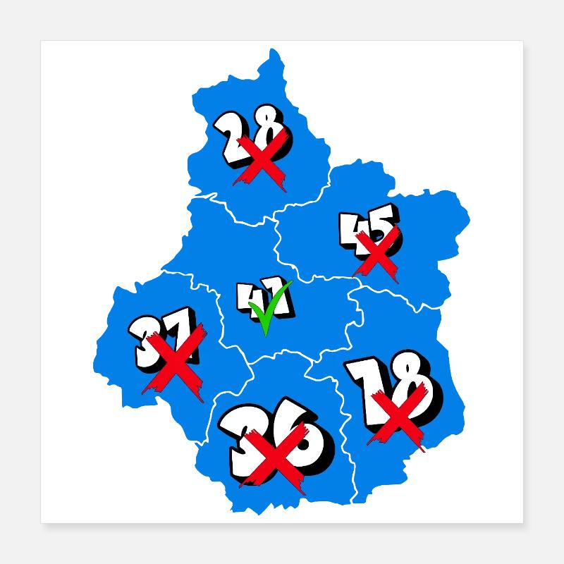 Région centre Poster 40 x 40 cm