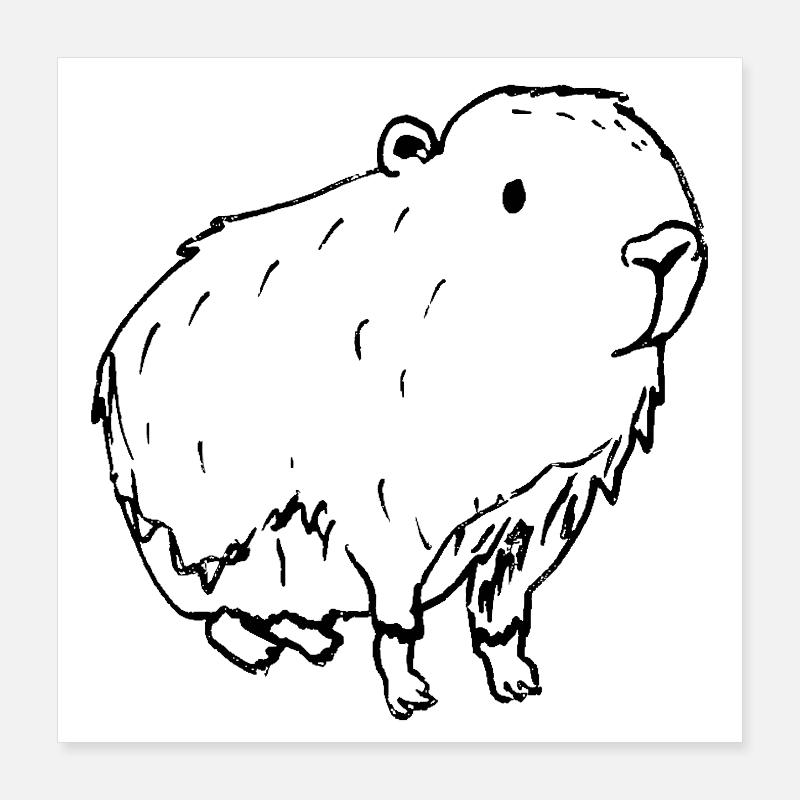 Abstract Kapybara Black Poster 16" x 16" (40x40 cm)
