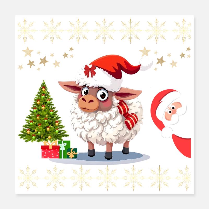 Mouton Festif de Noël - Pulls et Habits Mignons Poster 40 x 40 cm