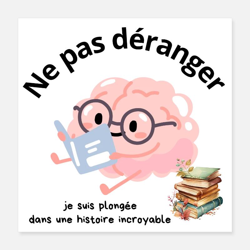 Ne pas déranger lecture Poster 40 x 40 cm