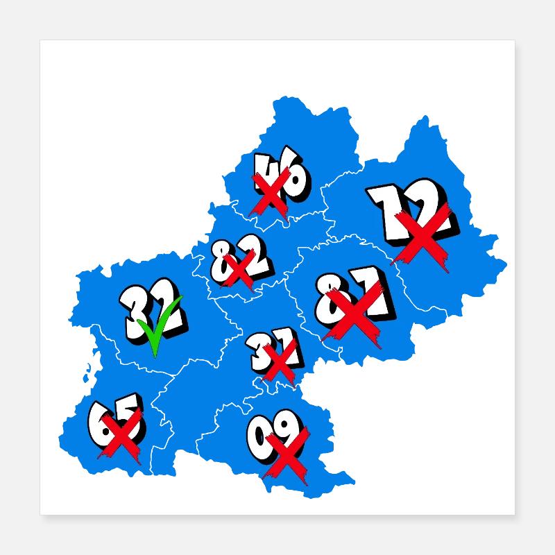 Midi-Pyrénées Region Poster 40x40 cm