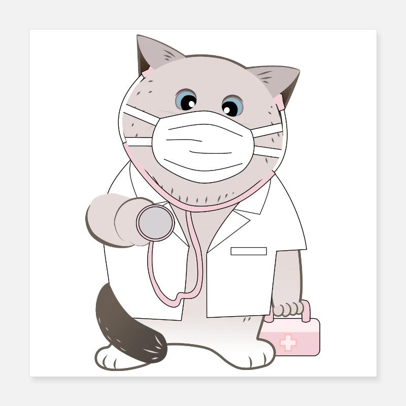 Katzendoktor Poster 40x40 cm