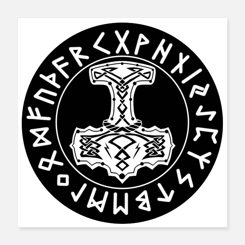 Cercle de runes noires de Mjöllnir Poster 40 x 40 cm
