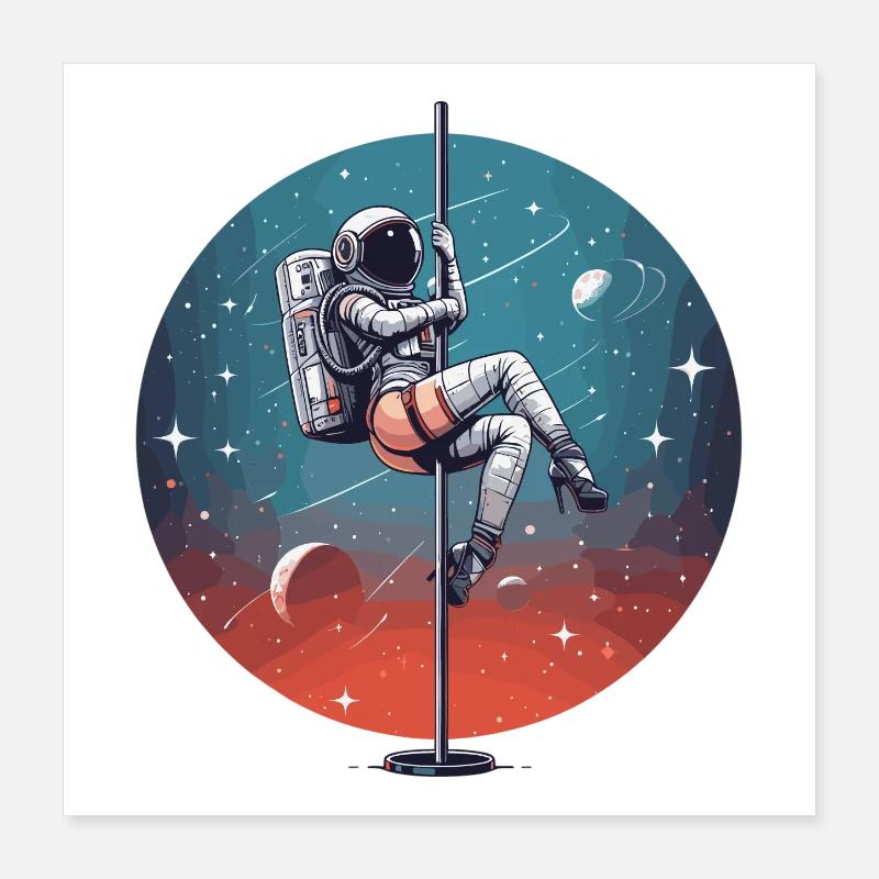 Pole dance astronaute Pole Dance cadeau Poster 40 x 40 cm