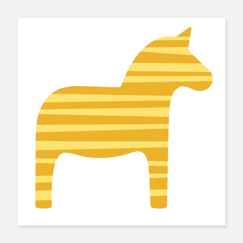 Dala Horse Stripes Suède Noël scandinave Poster 40 x 40 cm